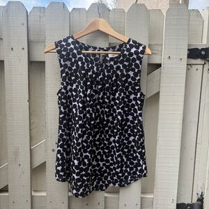 Calvin Klein Black & White Polka Dot Sleeveless Blouse